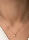 Gümüş Rose 3 Boyutlu A Harf Bayan Kolye