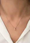 Gümüş Rose 3 Boyutlu I Harf Bayan Kolye