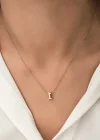 Gümüş Rose 3 Boyutlu İ Harf Bayan Kolye