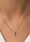 Gümüş Rose 3 Boyutlu I Harf Bayan Kolye
