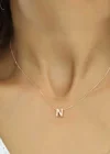 Gümüş Rose 3 Boyutlu N Harf Bayan Kolye
