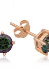 Gümüş Rose 6 mm Mistik Topaz Çivili Küpe