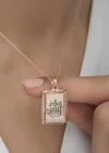 Gümüş Rose Allah Yazılı Kadın Kolye