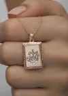 Gümüş Rose Allah Yazılı Kadın Kolye