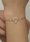 Gümüş Rose Ay Yıldız Kadın Bileklik