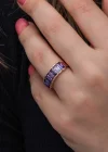Gümüş Rose Baget  Ametist Taşlı Kadın Yüzük