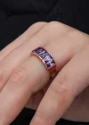 Gümüş Rose Baget  Ametist Taşlı Kadın Yüzük