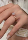 Gümüş Rose Beyaz Lotus Çiçeği Yüzük
