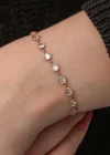 Gümüş Rose Beyaz Taşlı Kadın Bileklik