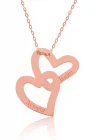 Gümüş Rose Birleşmiş Kalpler İsimli Bayan Kolye