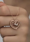 Gümüş Rose Birleşmiş Kalpler Kadın Kolye