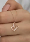 Gümüş Rose Birleşmiş Kalpler Kadın Kolye