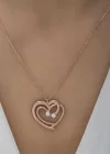 Gümüş Rose Birleşmiş Kalpler Kadın Kolye