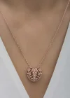 Gümüş Rose Bombeli Kalp Kadın Kolye