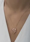 Gümüş Rose Bombeli Kalp Kadın Kolye