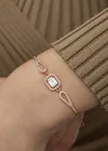 Gümüş Rose Dikdörtgen Baget Bileklik