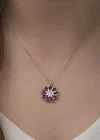 Gümüş Rose Erguvan Çiçeği Kolye