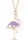 Gümüş Rose Flamingo Kadın Kolye