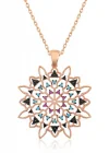 Gümüş Rose Geometrik Desenli Madalyon Kolye