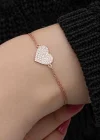 Gümüş Rose Kalp Kadın Bileklik