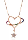 Gümüş Rose Kalp Yıldız Kadın Kolye