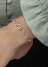 Gümüş Rose Kare Taşlı Bayan Bileklik