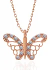 Gümüş Rose Kelebek Kadın Kolye