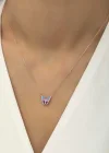 Gümüş Rose Minimal Kelebek Bayan Kolye