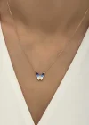 Gümüş Rose Minimal Kelebek Bayan Kolye