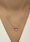 Gümüş Rose Minimal Kelebek Bayan Kolye