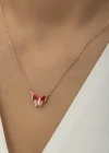 Gümüş Rose Minimal Kelebek Bayan Kolye