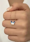 Gümüş Rose Minimal Kelebek Bayan Kolye