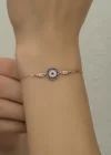 Gümüş Rose Nazar Boncuklu Kadın Bileklik