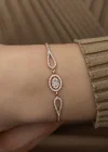 Gümüş Rose Oval Baget Bileklik