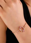 Gümüş Rose Pembe Çiçek Kadın Bileklik