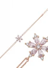 Gümüş Rose Pembe Lotus Çiçeği Kadın Bileklik