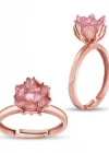 Gümüş Rose Pembe Lotus Çiçeği Yüzük