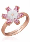 Gümüş Rose Pembe Lotus Çiçeği Yüzük
