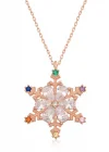 Gümüş Rose Renkli Taşlı Kar Tanesi Kadın Kolye