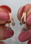 Gümüş Rose Sallantılı Mistik Topaz Kadın Küpe
