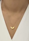 Gümüş Rose Sarı Kaplangözü Taşlı Kelebek Kolye