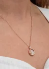 Gümüş Rose Sedef Taşlı Ay Yıldız Hilal Kadın Kolye