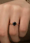 Gümüş Rose Siyah Tektaş Yüzük
