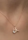 Gümüş Rose Tek Taşlı Uçak Kadın Kolye