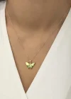Gümüş Rose Yeşil Kaplangözü Taşlı Kelebek Kolye