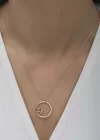 Gümüş Rose Yıldız Detaylı Halka Kadın Kolye