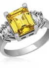 Gümüş Sarı Baget Taşlı Bayan Yüzük