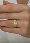 Gümüş Sarı Baget Taşlı Bayan Yüzük