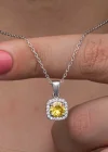 Gümüş Sarı Baget Taşlı Kadın Kolye
