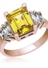 Gümüş Sarı Baget Taşlı Rose Bayan Yüzük